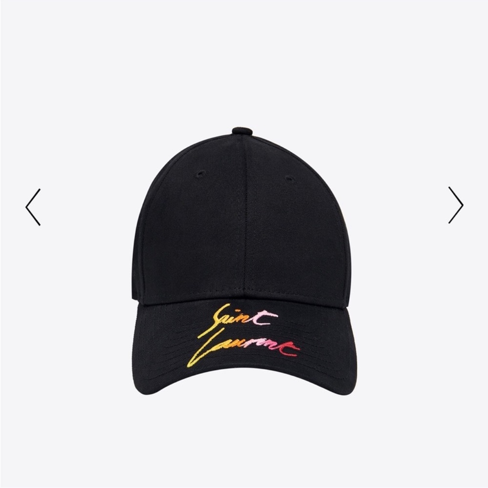 Saint Laurent Black Cap with Multicolor Embroidery